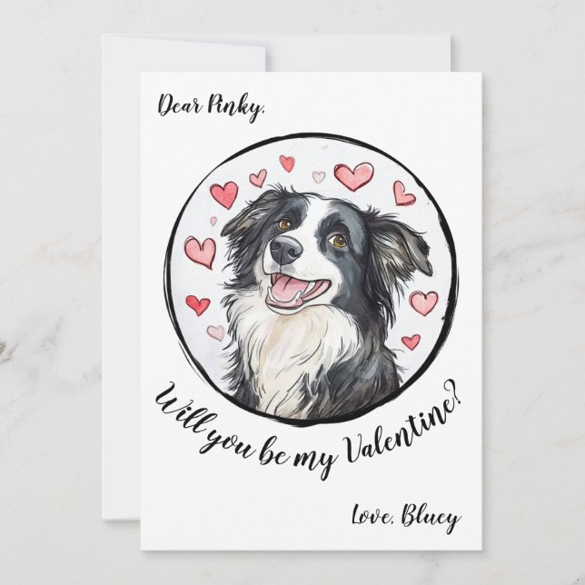 Carte Valentine's Day personnalisable Bordure Coll (Devant)