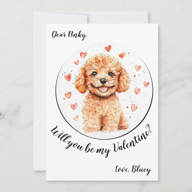 Carte Valentine's Day personnalisable Poodle (Devant)