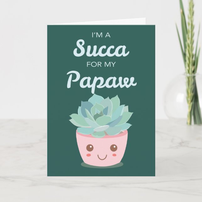Carte Valentines Day pour Papaw avec Kawaii Succulent (Devant)