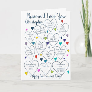 Carte Valentine's Day Raisons I Love You Personnalisé