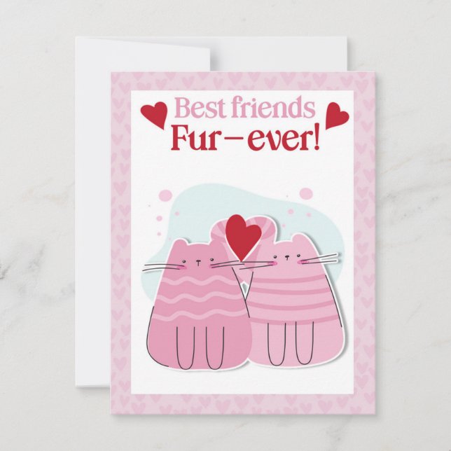 Carte Valentines de chats roses pour les meilleurs (Devant)
