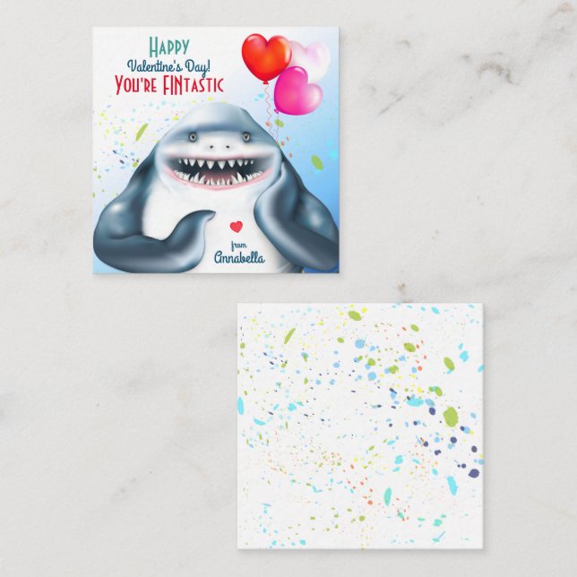 Carte Valentines de classe pour enfants Fintastic  (Devant / Derrière)