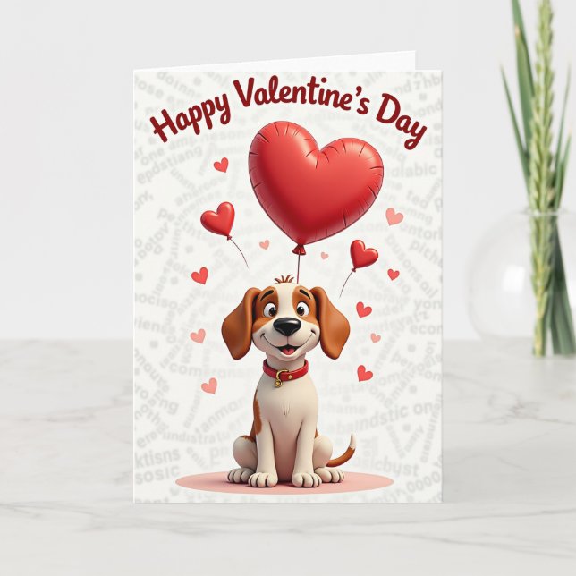 Carte Valentines Dog Heart Happy Card (Devant)