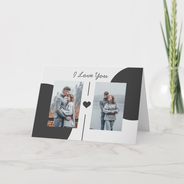 Carte Valentines en niveaux de gris simples Jour Double  (Devant)