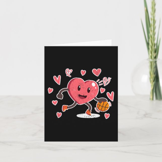 Carte Valentines Jour Coeur Dunking Joueur de basket-bal (Devant)