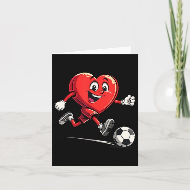 Carte Valentines Jour Coeur Jouer Au Football Pour Garço (Devant)