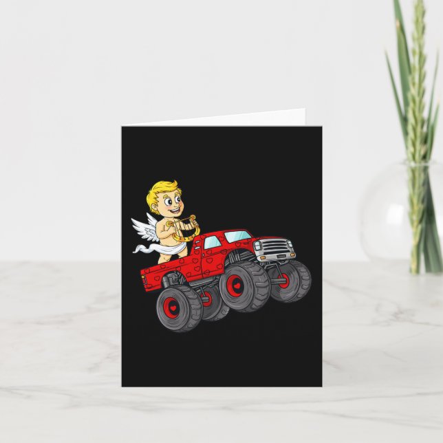 Carte Valentines Jour Cupid équitation Monster Truck Fun (Devant)