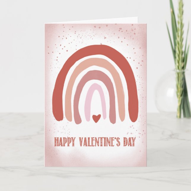 Carte Valentines Jour d'amour main peint rose doux (Devant)