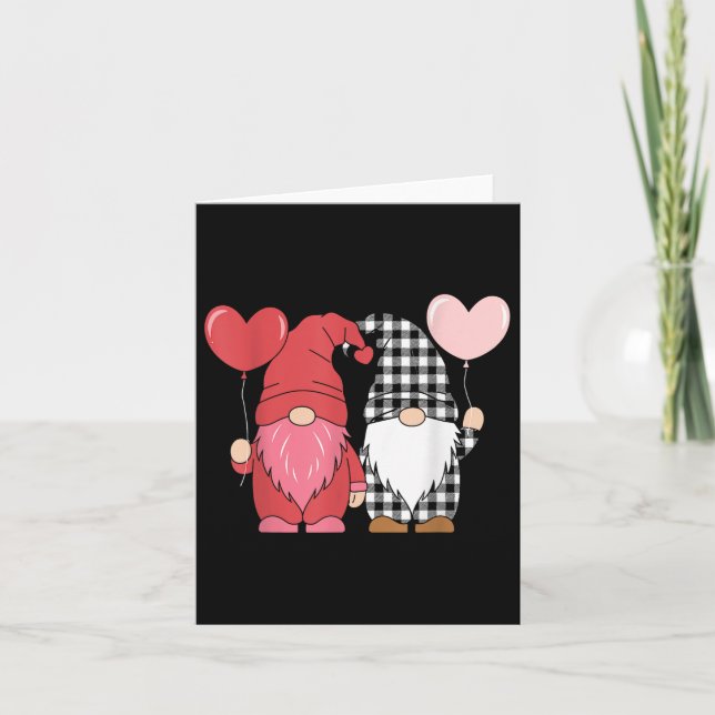 Carte Valentines Jour Gnomes mignons Coeurs rouges Aimer (Devant)