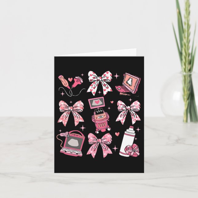 Carte Valentines Jour Sonographe Infirmière Coquette Bow (Devant)