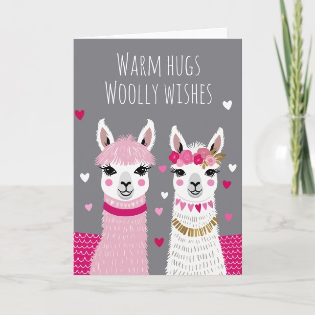 Carte Valentines Llamas Adorables Whimsical Valentines (Devant)