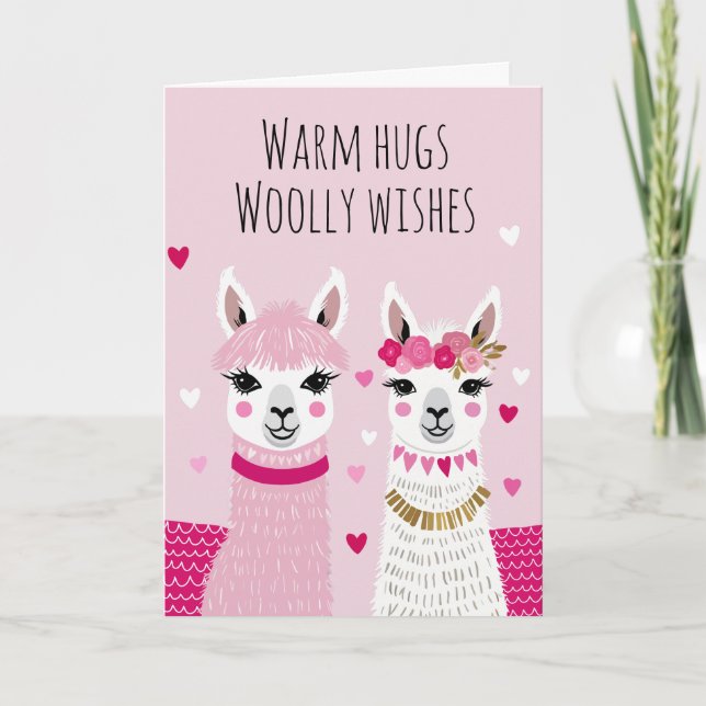 Carte Valentines Llamas Adorables Whimsical Valentines (Devant)