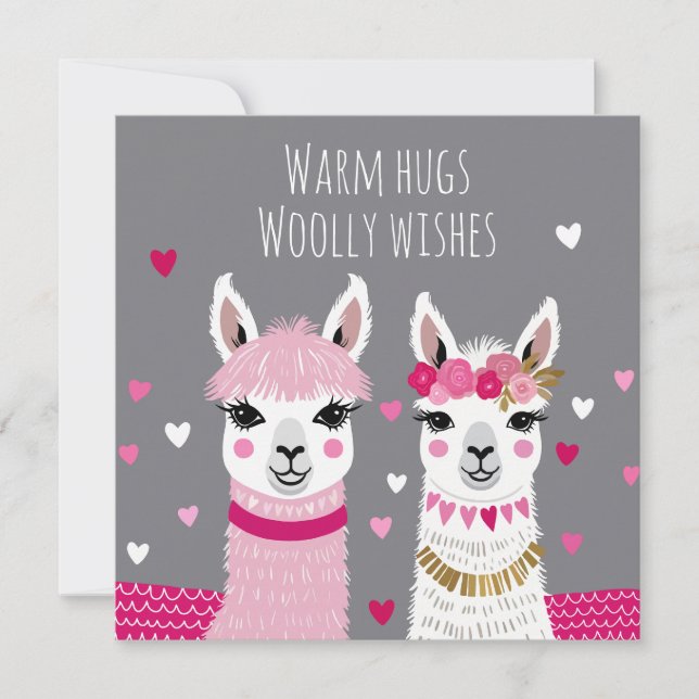 Carte Valentines Llamas Adorables Whimsical Valentines (Devant)