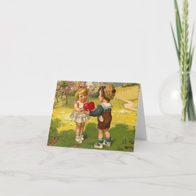 Carte - Valentine's Love Little Boy Girl Heart (Devant)