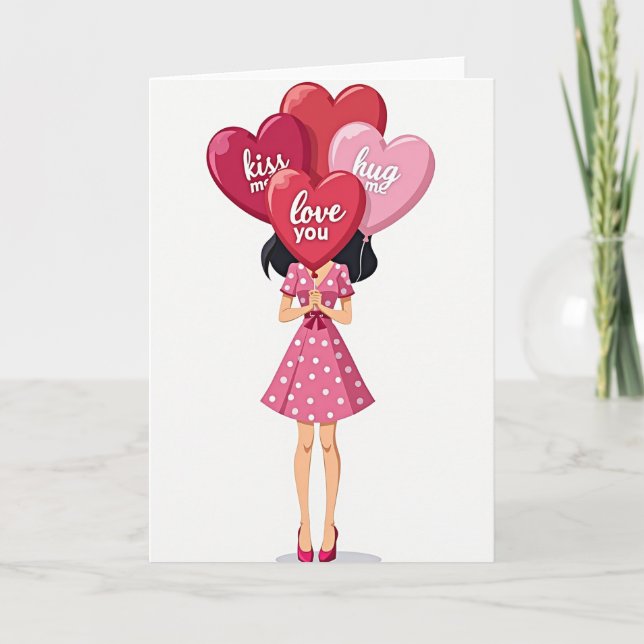 Carte Valentines Love You Kiss Hug Card (Devant)