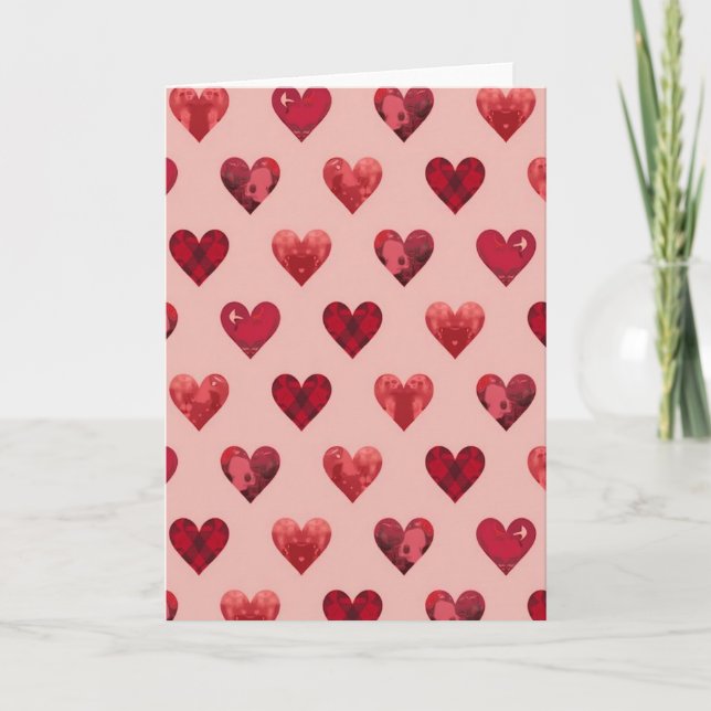 Carte Valentines Plaid Hearts Card (Devant)