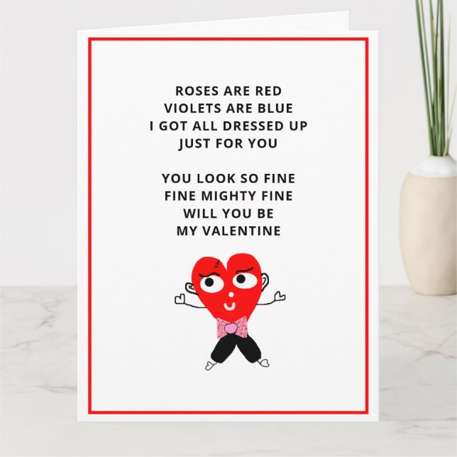 Carte Valentines Poème Roses Sont Red Girfriend (Devant)