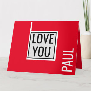 Carte Valentines tendance I LOVE YOU minimalist