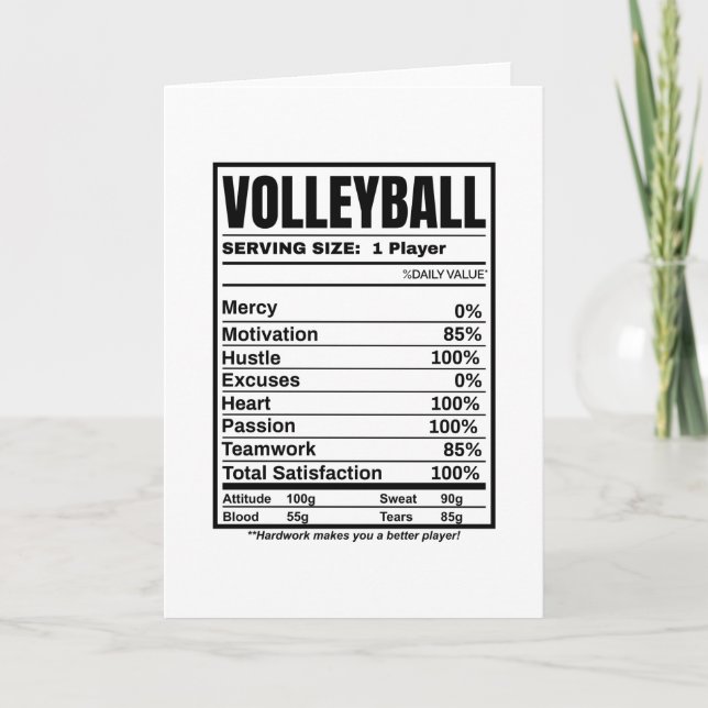 Carte Valeur nutritive du volleyball (Devant)