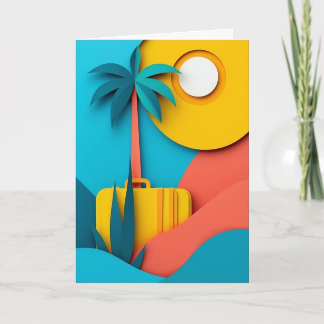 Carte Valise au soleil Palmier (Devant)