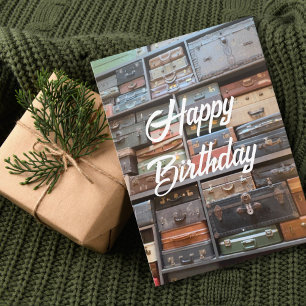 Carte Valise de voyage vintage d'anniversaire Photo rétr