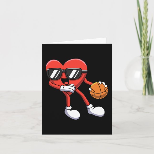 Carte Vallentines amusantes Jour Coeur Jouer Basketball  (Devant)
