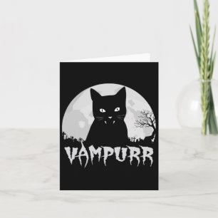 Carte Vampire Chat Noir Halloween Avec Pleine lune - Vam