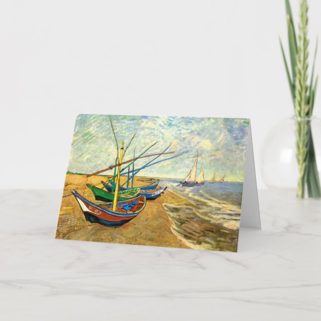 Carte Van Gogh Bateaux de pêche sur la plage à Saintes-M (Devant)