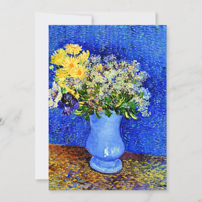 Carte Van Gogh - Bouquet de fleurs dans un Vase Bleu (Devant)