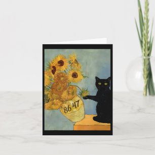 Carte Van Gogh Chat noir avec tournesol 8647 Res subtile