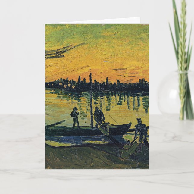Carte Van Gogh Coal Barges on the River Classic Painting (Devant)