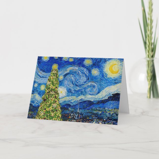 Carte Van Gogh Nuit étoilée - Arbre de Noël (Devant)