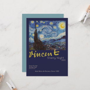 Carte Van Gogh Nuit étoilée Vintage Bleu Chef-d'œuvre