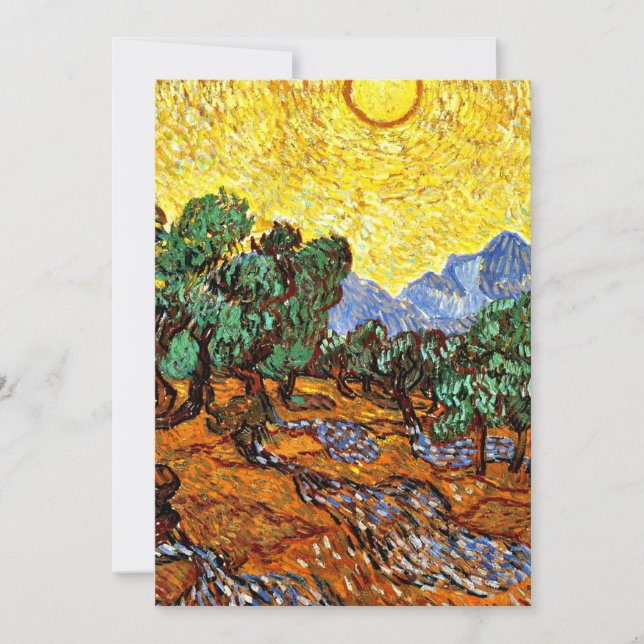 Carte Van Gogh - Oliviers au ciel jaune et au soleil (Devant)