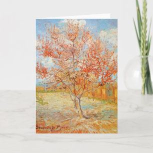 Carte Van Gogh Pink Peach Tree in Blossom Grey Card