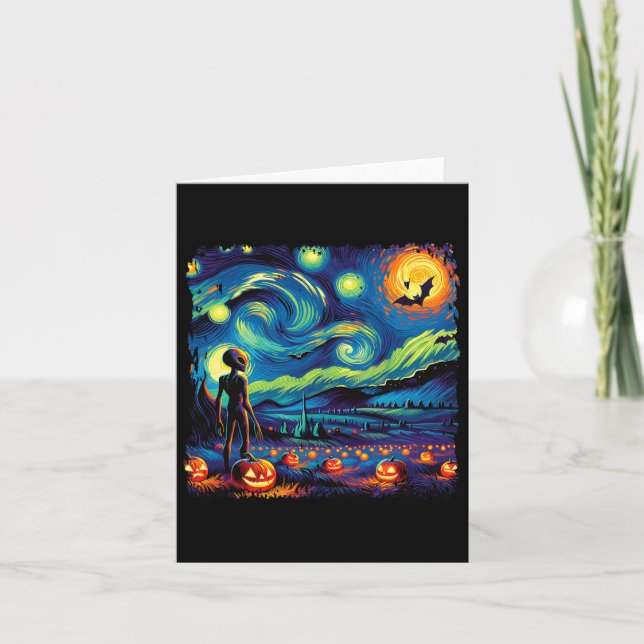 Carte Van Gogh Starry Alien de nuit Homme Halloween Pum  (Devant)