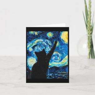 Carte Van Gogh Starry Amoureux des chats de nuit Kitten