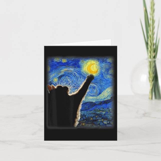 Carte Van Gogh Starry Night Cat - Clic Fit, Cat Lover_mo (Devant)