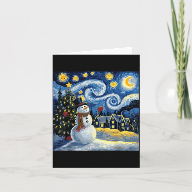 Carte Van Gogh Starry Night Christmas Snowman Winter Sno (Devant)