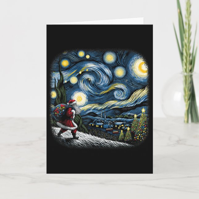 Carte Van Gogh Starry Night Santa Christmas Winter Snowy (Devant)