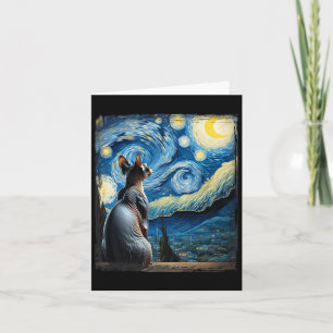 Carte Van Gogh Starry Style de nuit Sphynx Artistique Ch