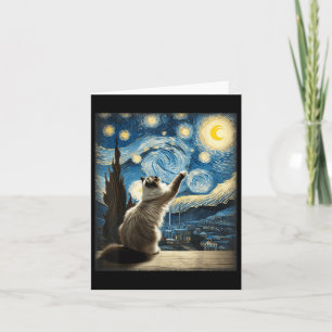 Carte Van Gogh Starry Style Nuit Art Ragdoll Chat