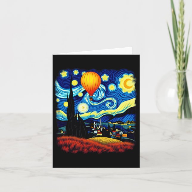 Carte Van Gogh Style Hot Air Balloon Starry Night Long S (Devant)