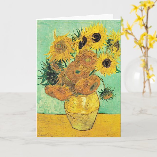 Carte Van Gogh - Vase with 12 Sunflowers (Fleur jaune)