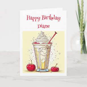 Carte Vanille personnalisée Milkshake Anniversaire pour 