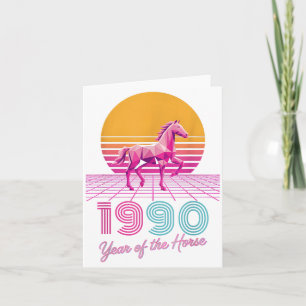 Carte Vaporwave 1990 Année du Cheval Cavalier Lunaire Zo