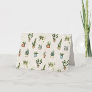 Carte variété de plantes en pot à l'aquarelle