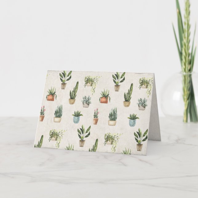 Carte variété de plantes en pot à l'aquarelle (Devant)