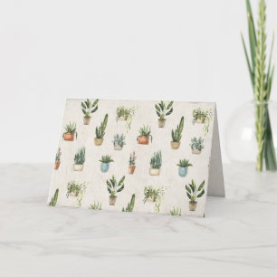 Carte variété de pots plante aquarelle anniversaire