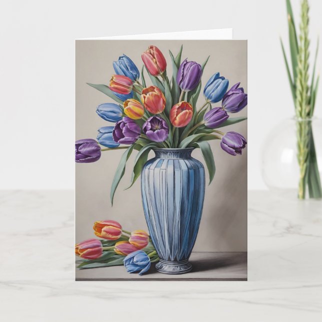 Carte Vase Art déco de tulipes (Devant)